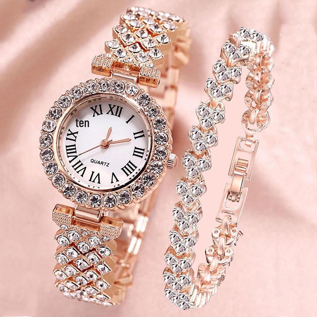 Diamond-Studded Minimalist Quartz Bracelet Watch with Pearl - Elegant and Luxurious Fashion Gift
