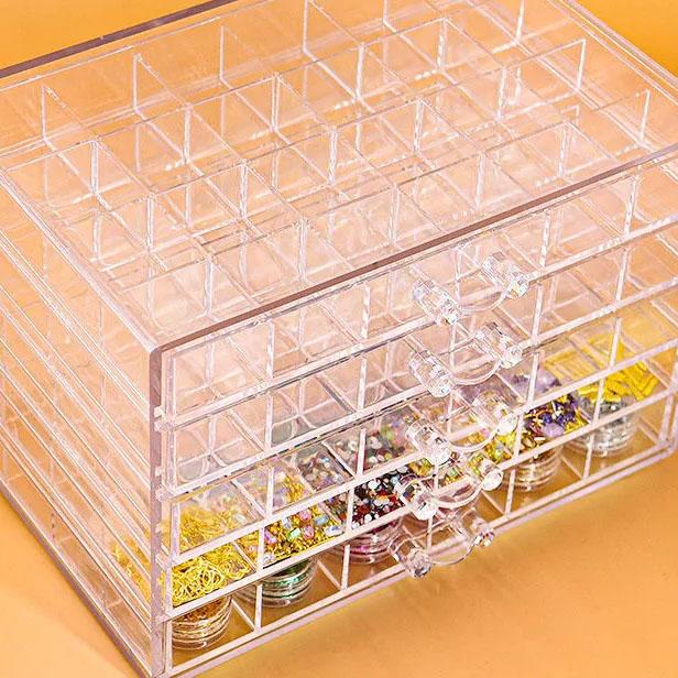 WTEMPO Desktop Earrings Necklace Multi-layer Storage Box Drawer-type Nail Drill Jewelry Finishing Box Nail Polish Glue Transparent Storage Box