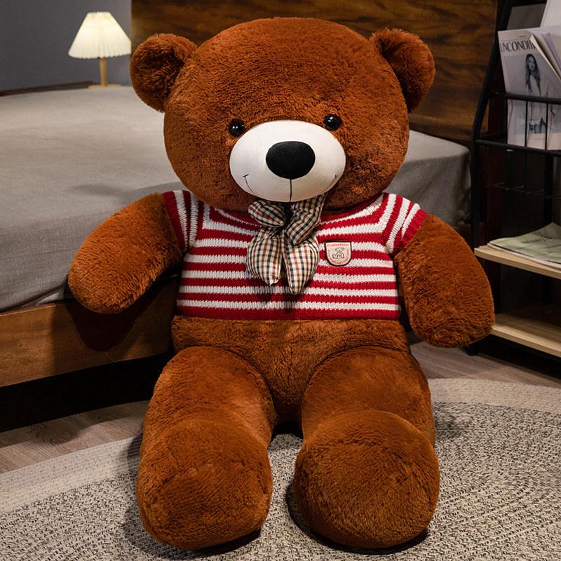 New 100cm Giant Dressed Sweater Bear Bowknot Multiple Color Options Plush Animals Dolls Super Soft Baby Soothing Toys Gift Decor