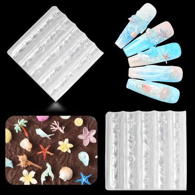 1Pcs Sea Shell Starfish Goldfish Koi Fish 3D Acrylic Nail Mold Summer Sea Coral Flower Butterfly Diy Silicone Mold Nail Art Mold