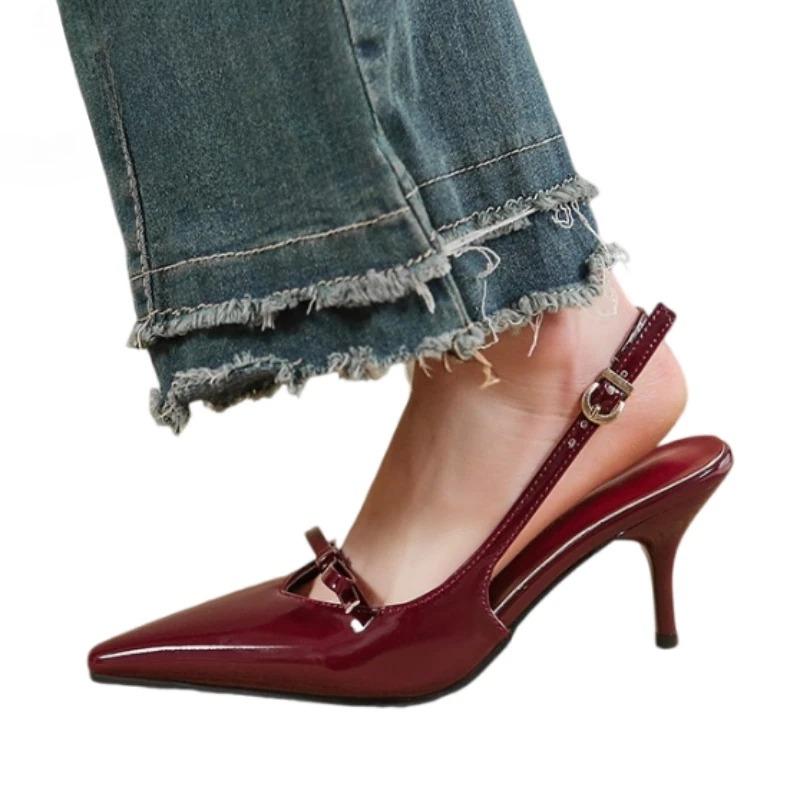 Pointed Toe Women Sandals Sexy High Heels Shoes Luxury New Slippers 2025 Summer Brand Slingback Pumps Mujer De Zapatos