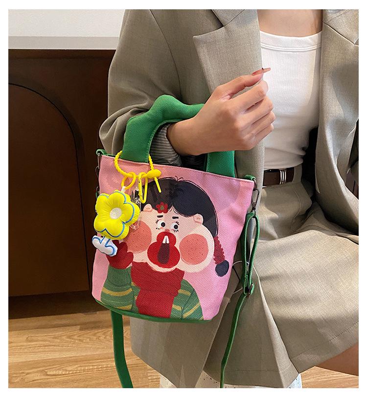 

Сумка-ведро с мультяшными граффити 2025 - Дизайнерская сумка-тоут и кроссбоди для женщин Without Pendant розовый