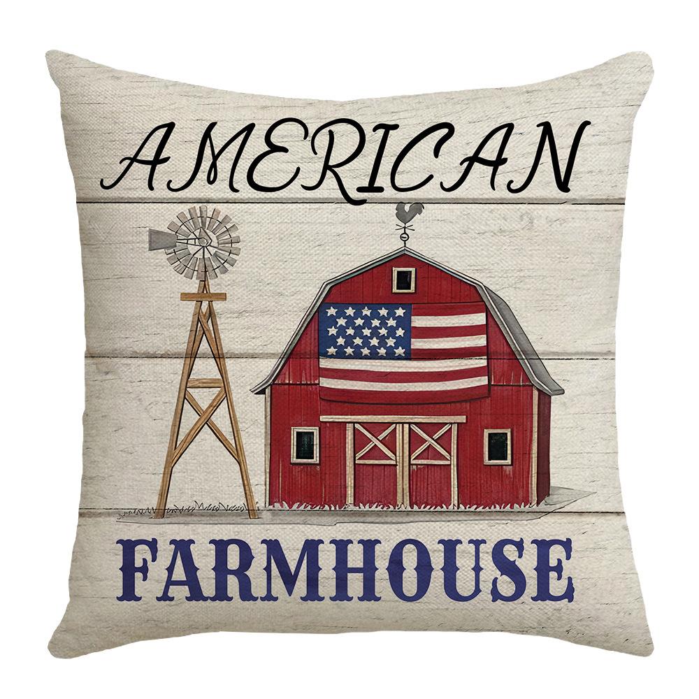 

New Independence Day Simple Striped Home Pillow Printed Red Blue and White Sofa Bedroom Pillow Cushion Cover 45 * 45Cm (without core)