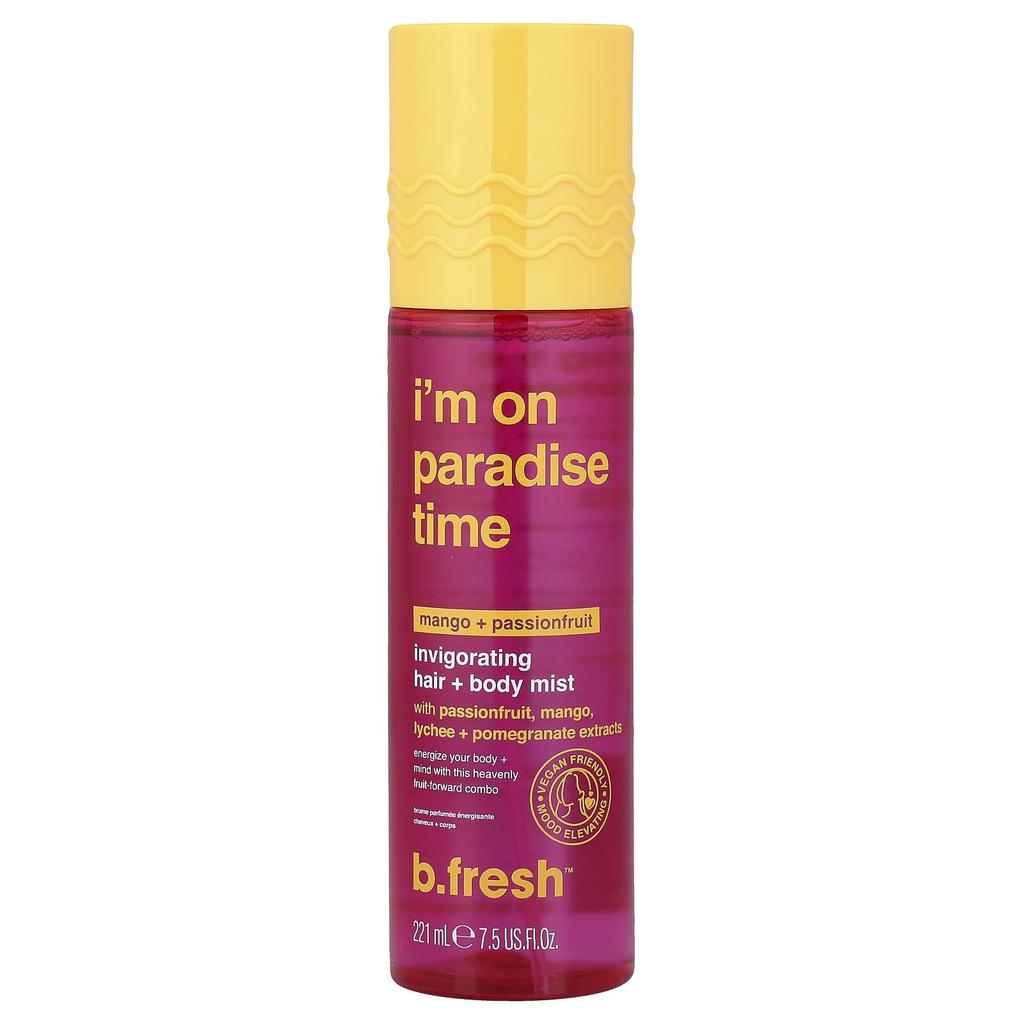 b.fresh, I'm on Paradise Time, Invigorating Hair + Body Mist, Mango + Passion Fruit, 221ml (7.5 fl oz)