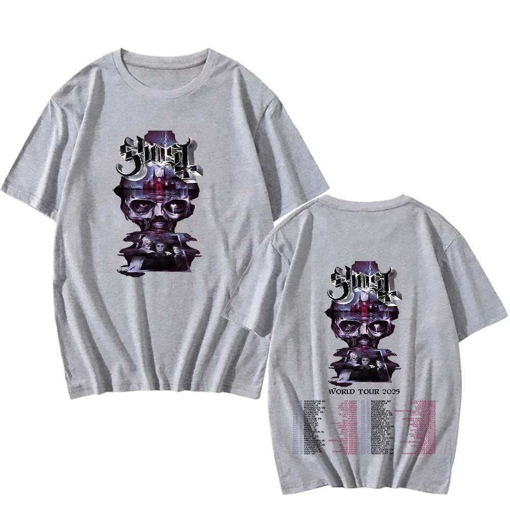 Ghost Band Welttournee 2025 T-Shirts Vintage Beidseitig Baumwoll-T-Shirt Gothic Rock Metal T-Shirt Mode Damen Herren Lässige Rundhals-Tops