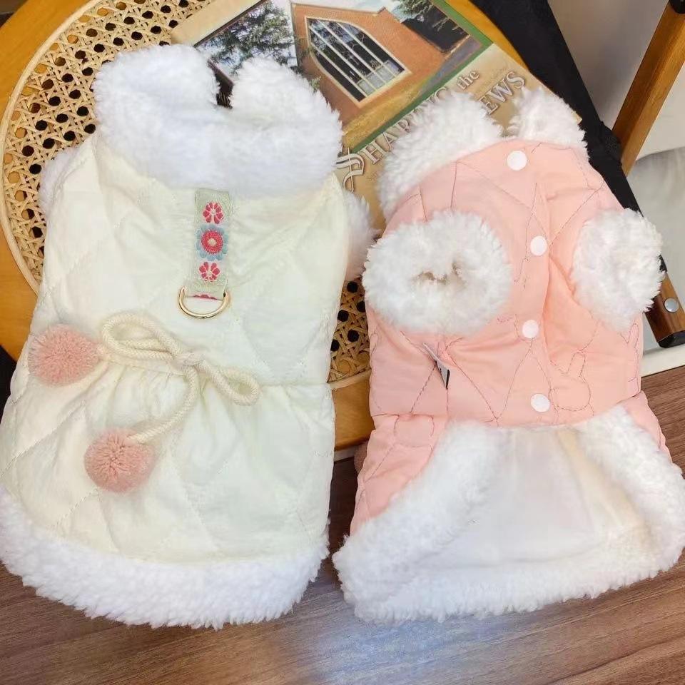 Pet with Traction Buckle Plush Small Dog Autumn Winter Plush Collar Warmer Than Teddy Bear Clothes Puppy Clothes for Small Dogs