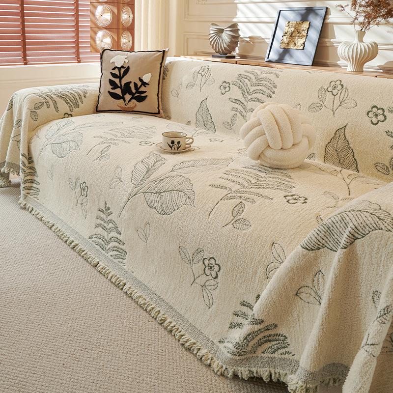 Husă de canapea de iarnă din chenilă de înaltă calitate - stil retro francez luxos și luxos