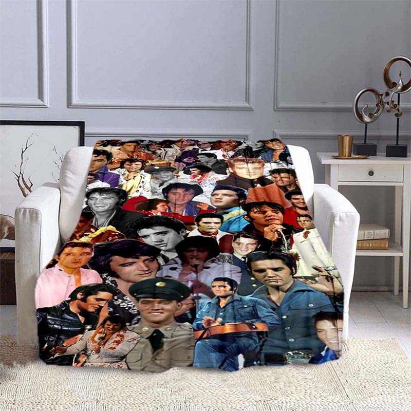 Various Styles of E-Elvis Pattern 3D Printed Rock Singer Sofa Blankets, Suitable for Adult and Children's Bedrooms and Living