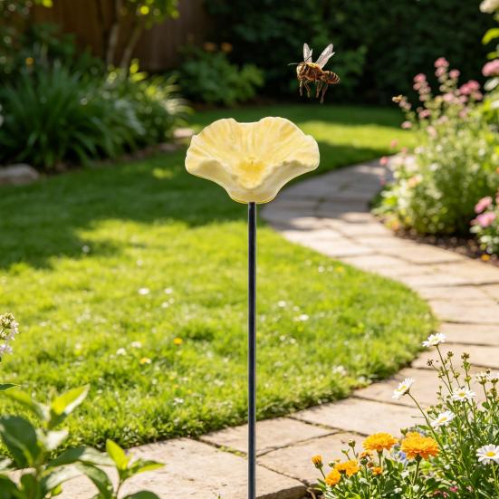 Harz Blume Gartenstab Bienen Tränke Hof Kunststab Outdoor Dekoration Bestäuber Wasserspender für Bienen Schmetterlinge Weg Blumenbeet Dekoration