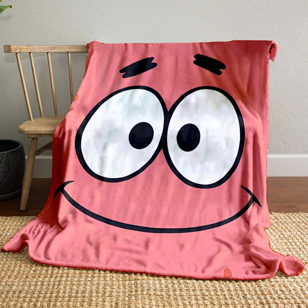 Simple Cartoon Face with Big Eyes, Arched Eyebrows, and a Wide Smile. for All Seasons Blanket Lunch Break Throw Gift