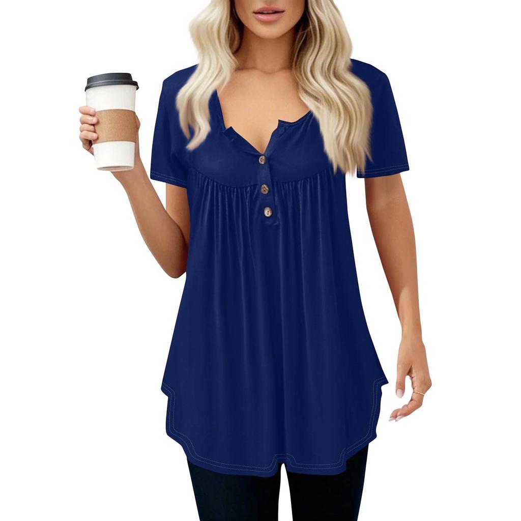 Damen Freizeit T-Shirt Rundhals Pullover Kurzarm Top