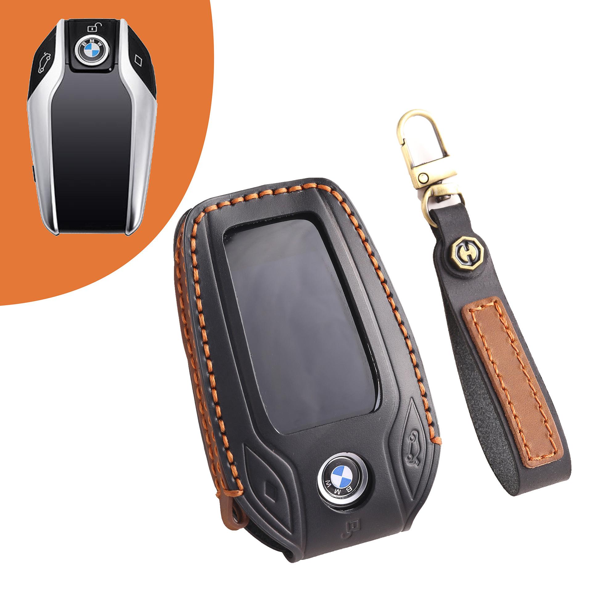 

Applicable to BMW LCD leather key case 7 series 730li 740 men s 5 series 530 high-end leather key case чёрный