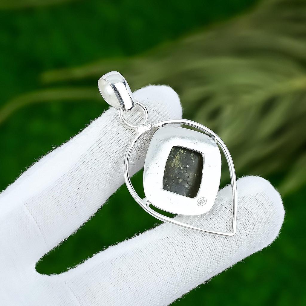 Sterling Silver Sacral Chakra Black Sunstone Gemstone Elegant Pendant Jewelry