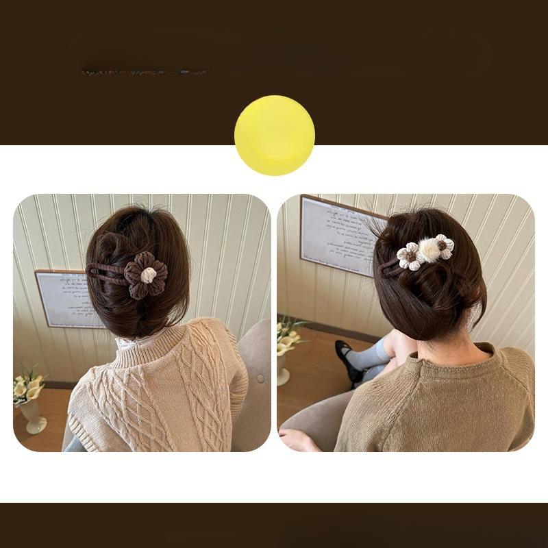 Autumn and Winter Milk Coffee Color Wool Flower Duck Beak Clip Hairpin Half Hair Women Fashion Clip