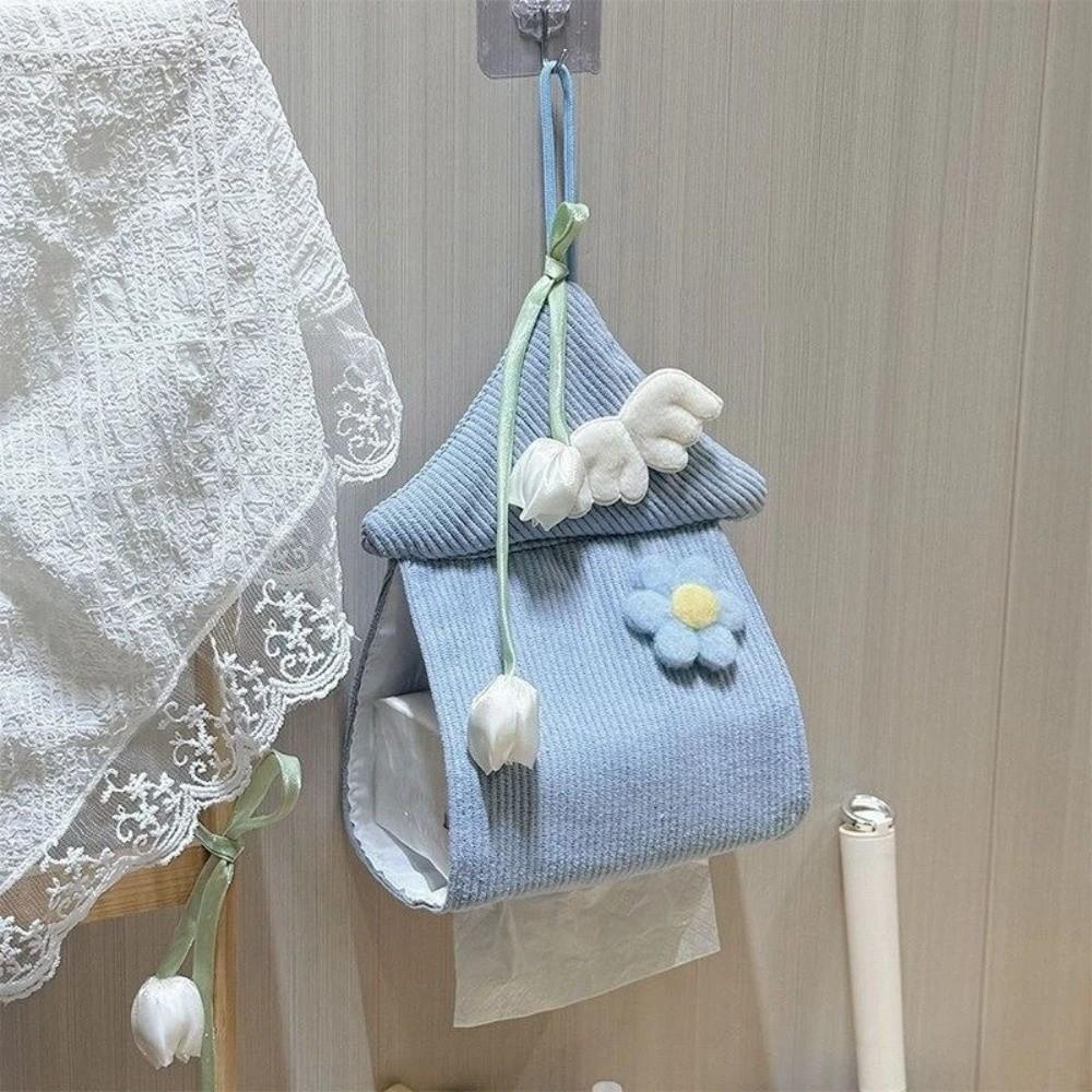 House Shape Hanging Tissue Bag Sunflower Design Tissue Roll Hanger Car Napkin Box Car Use