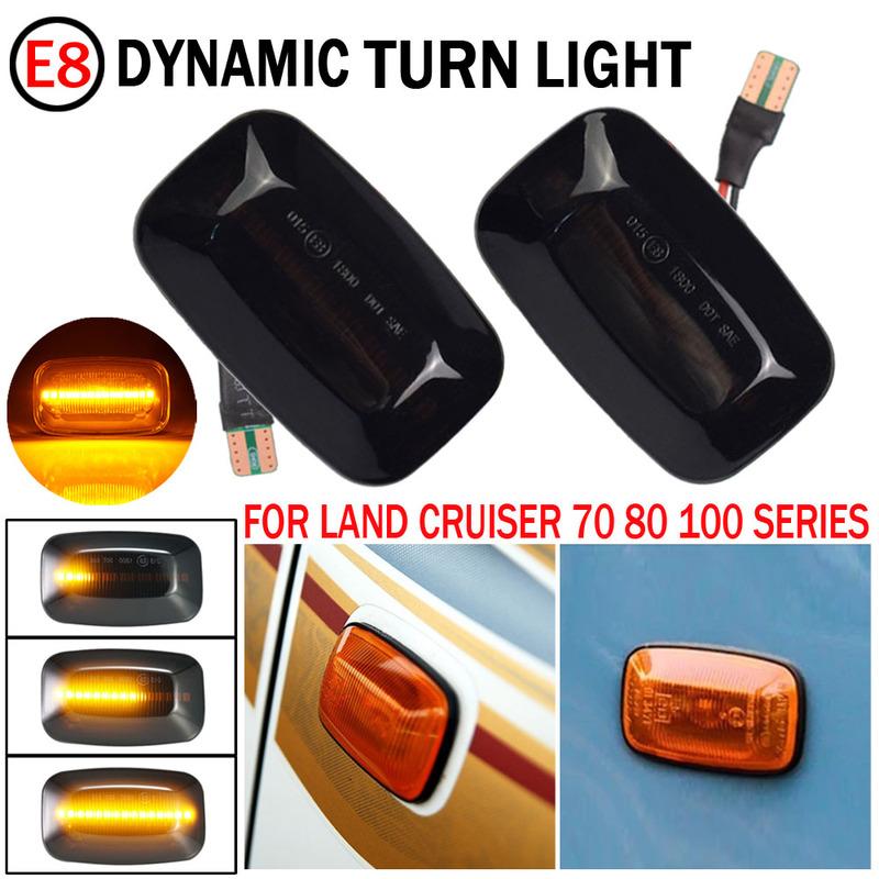 2Pcs Dynamic LED Side Marker fender Lights Flowing Turn Signal Light Side Repeater For Toyota Landcruiser 70 80 100 Series