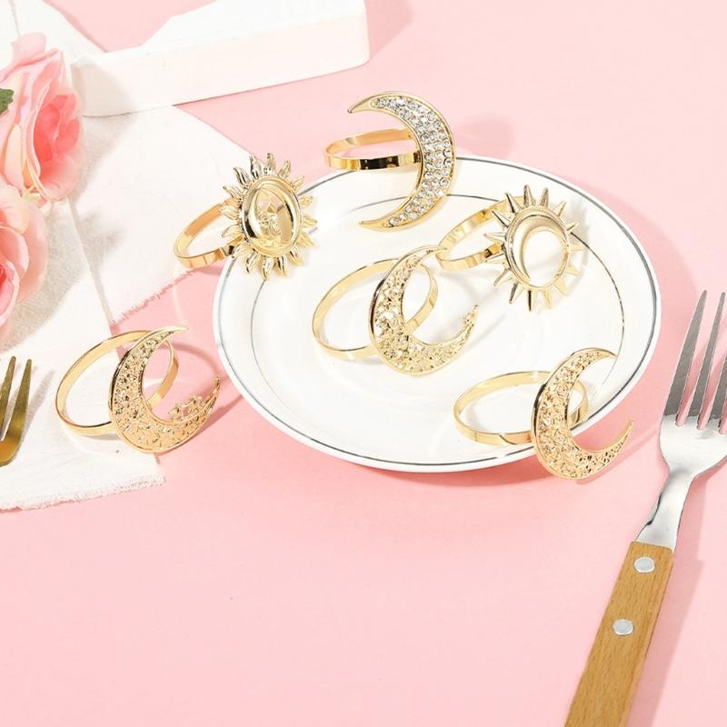 Sun Moon Pattern Napkin Fasteners Rustproof Metal Tableware Accessories Elegant Dinner Party Napkin Holders