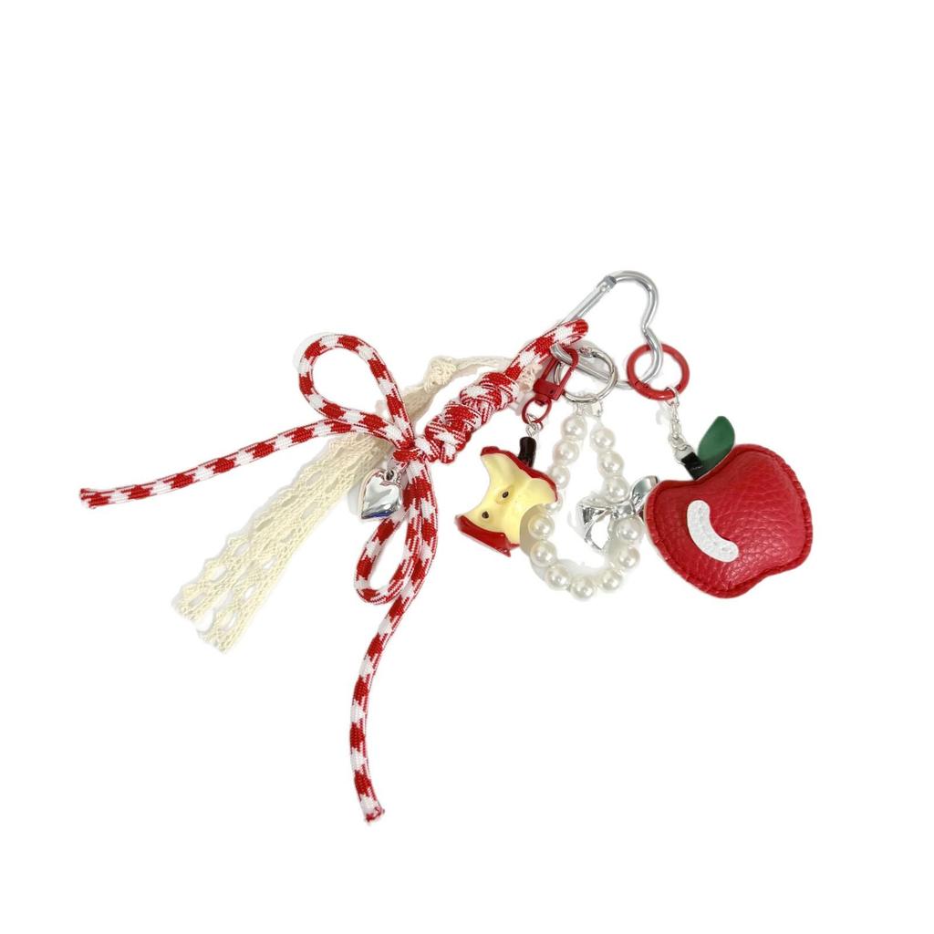 Miu Style Bag Charm: Apple Pendant Keychain & Multifunctional Lanyard Accessories for Couples