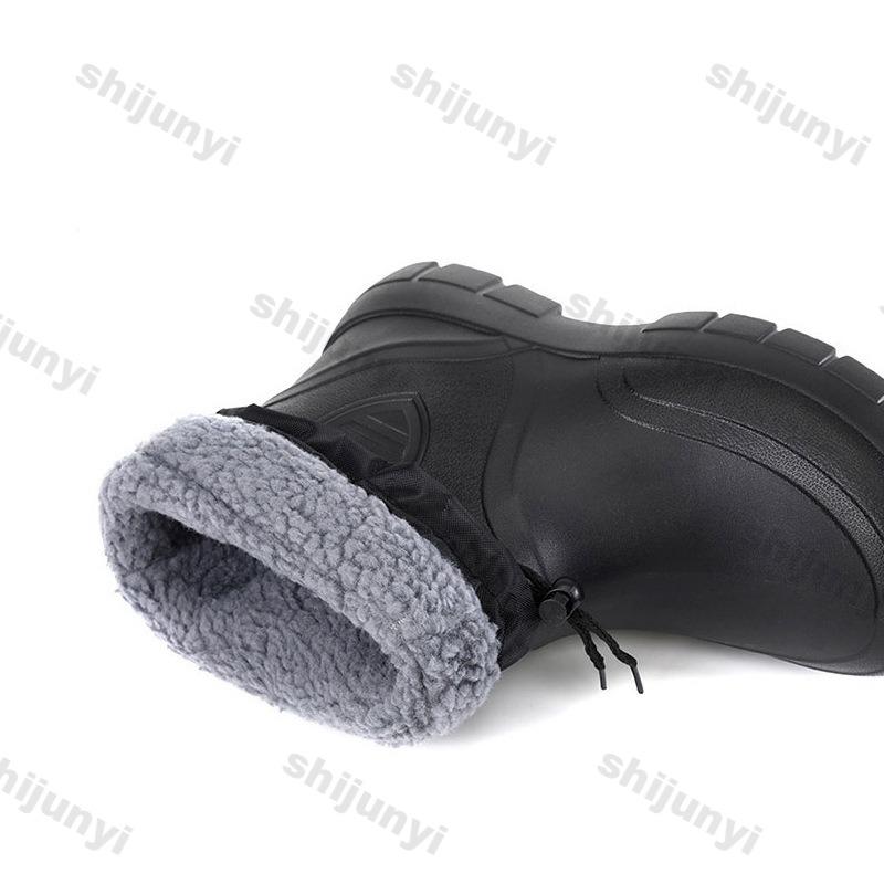 Herren Schneestiefel Warm Wasserdicht Regenstiefel Plüsch Rutschfest EVA Bequem Winter Outdoor Küche Arbeitskleidung Verschleißfest Herrenschuhe