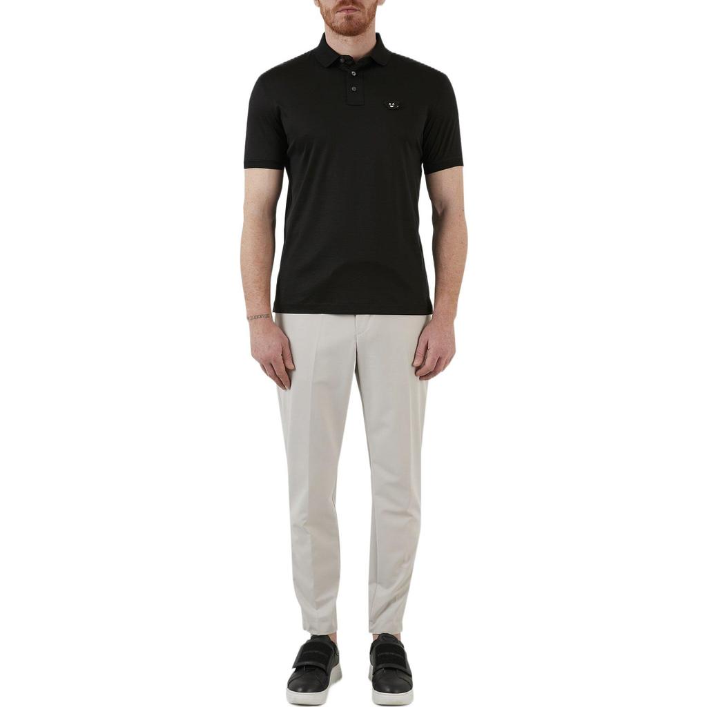 Emporio Armani Ss22 Solid Color Logo Patch Loose Casual Short Sleeve Polo Shirt Men Polo Shirts Black 3L1FAL-1JUVZ-0999