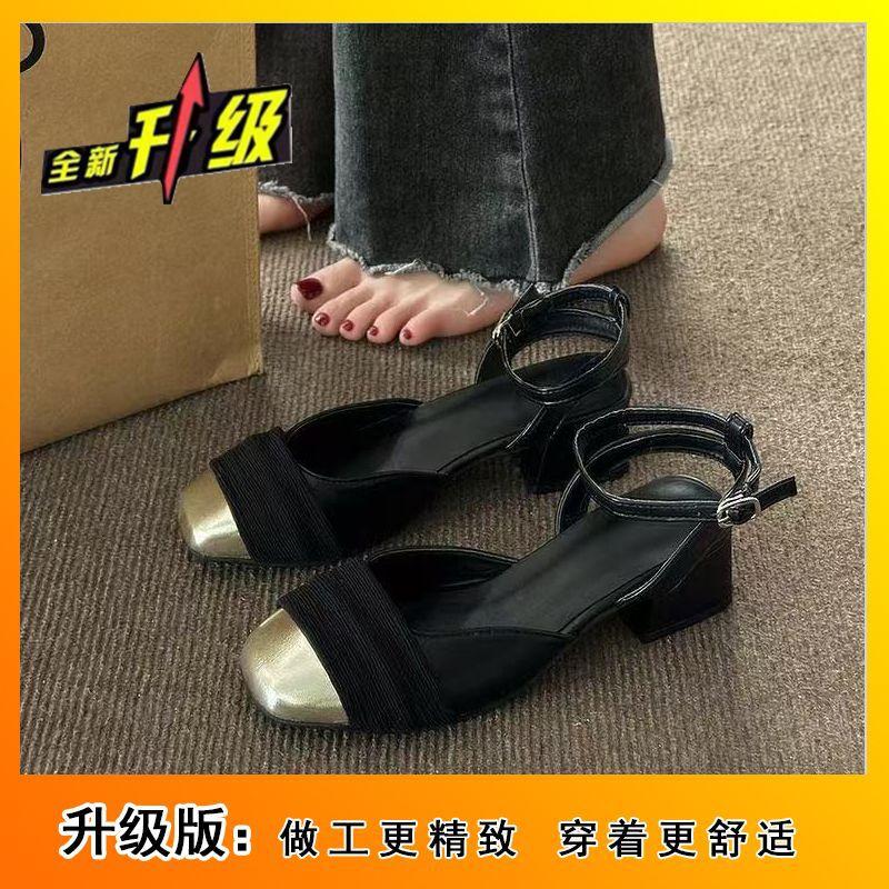 

Fashion Versatile High Heel Student Roman Shoes Baotou Temperament Sandals Fairy Wind Gentle Shoes 2025 Summer and Autumn New 35