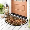 American Vintage Half Round Doormat Warm Orange Geometric Mosaic Pattern Entryway Foyer Bathroom Carpet Home Decor