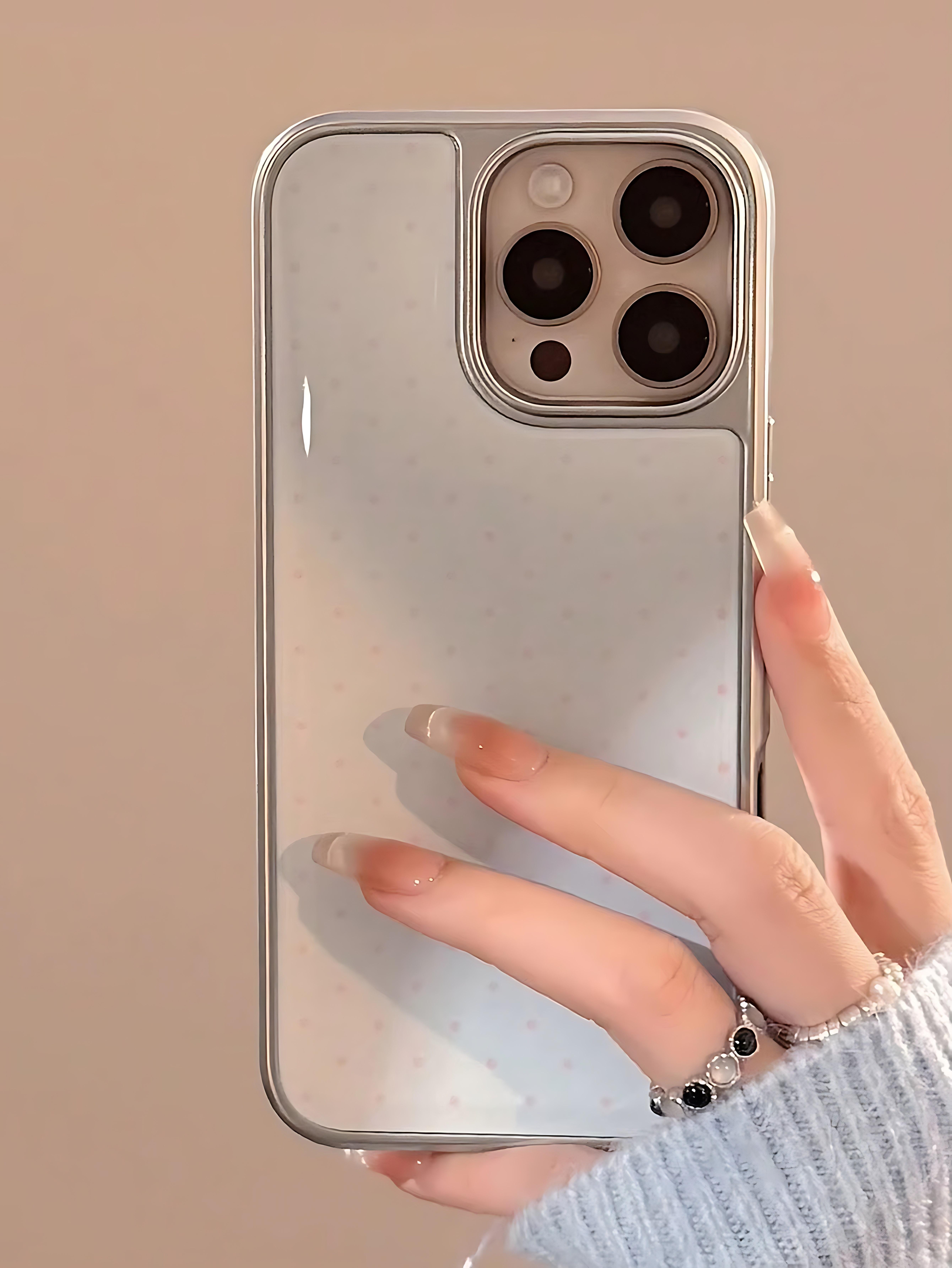 

Polka point Silver Edge Epoxy Phone Case for iPhone 17 16e 16 15 14 13 12 11 Air Pro Max X XR XSMAX 8 7 Plus Luxury Clear Cover iPhone 11