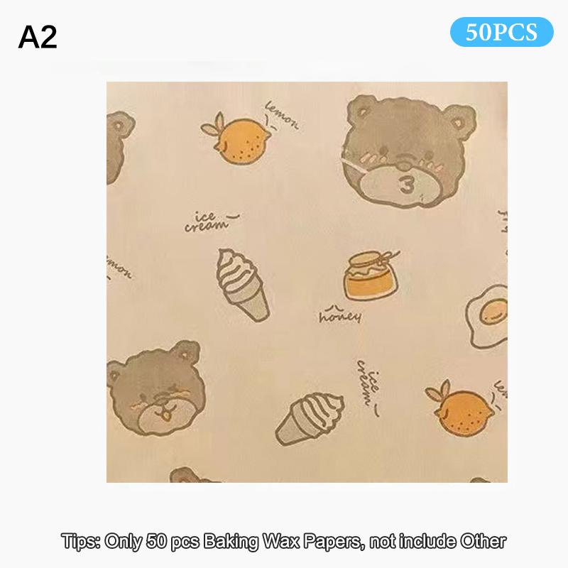50Pcs Food Grade Baking Wax Paper Strawberry & Floral Patterned Paper Squares Non-Stick Cake Burger Chips Wrapping Papers