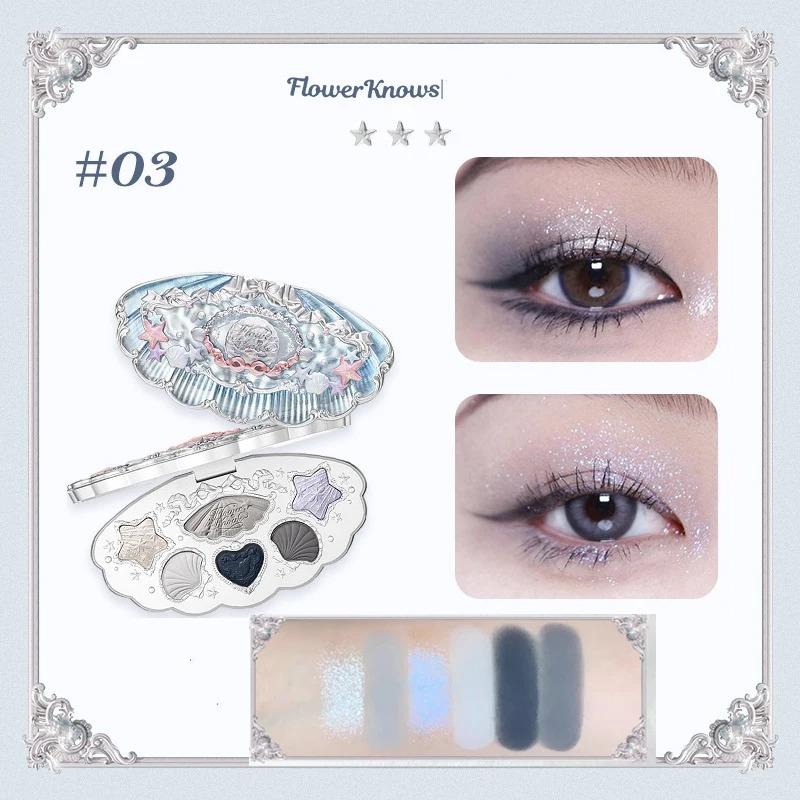 Flower Knows Fard de pleoape Pressed Glitter Căpșuni Rococo 5 Culori Textură Cremă Bronz Natural Farduri de ochi Cosmetice