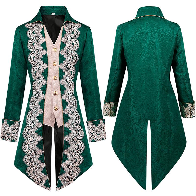 Men's 2025 Punk Gothic Victorian Lace Tailcoat Jacket