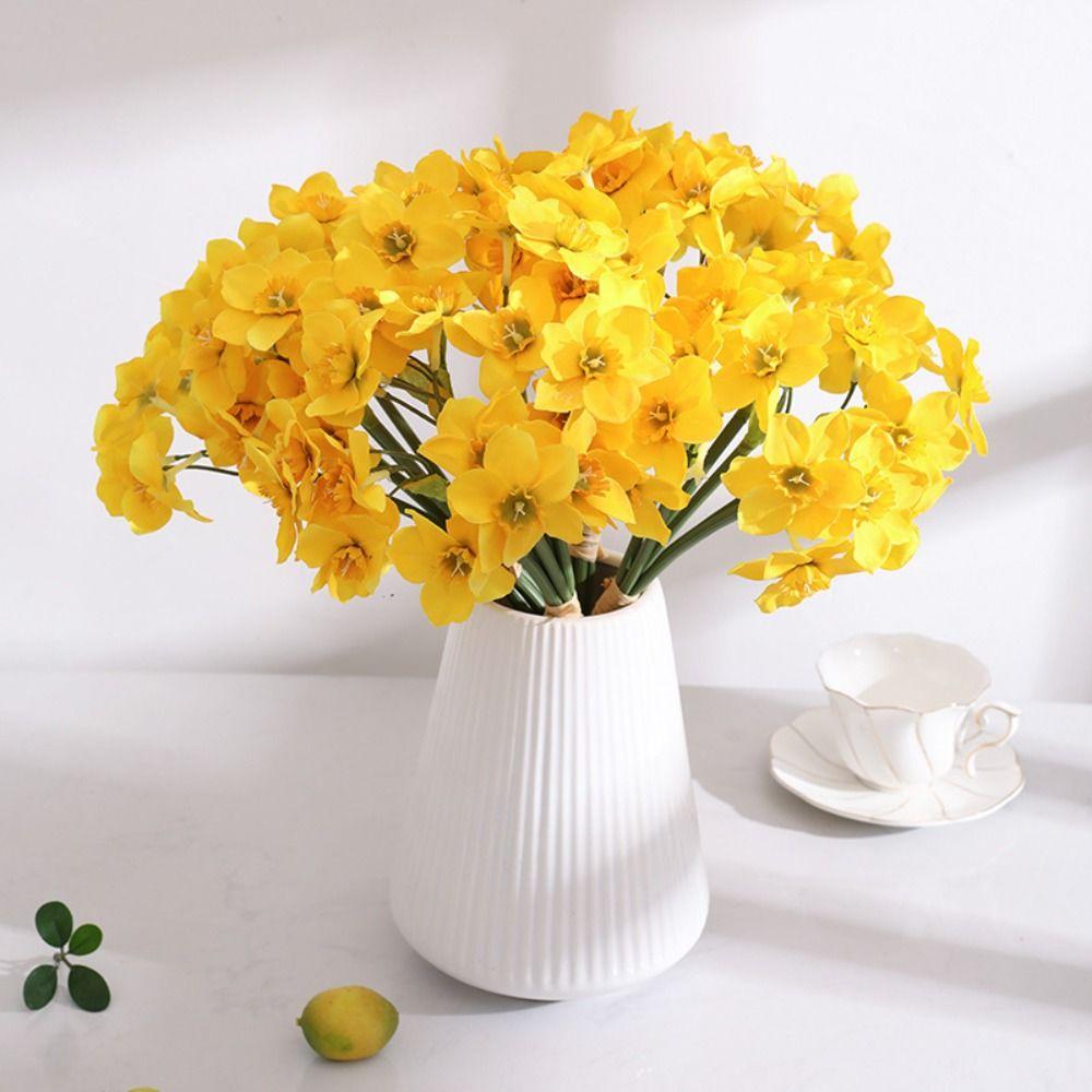 6PCS/Bundle Beautiful Artificial Narcissus Flower Home Decor Fake Flower
