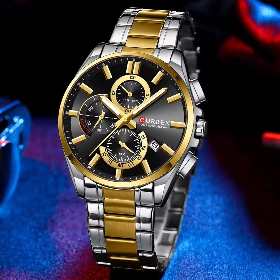 Fashion Full Stainless Steel Watches Wateproof Casual Mens Watch Analog Sport Wristwatch Date Quartz Clock Male