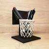 Kreativer Basketballkorb Stifthalter Schreibtischorganizer mit Sockel Platzsparendes dekoratives Accessoire Heim-, Schul-, Bürodekor
