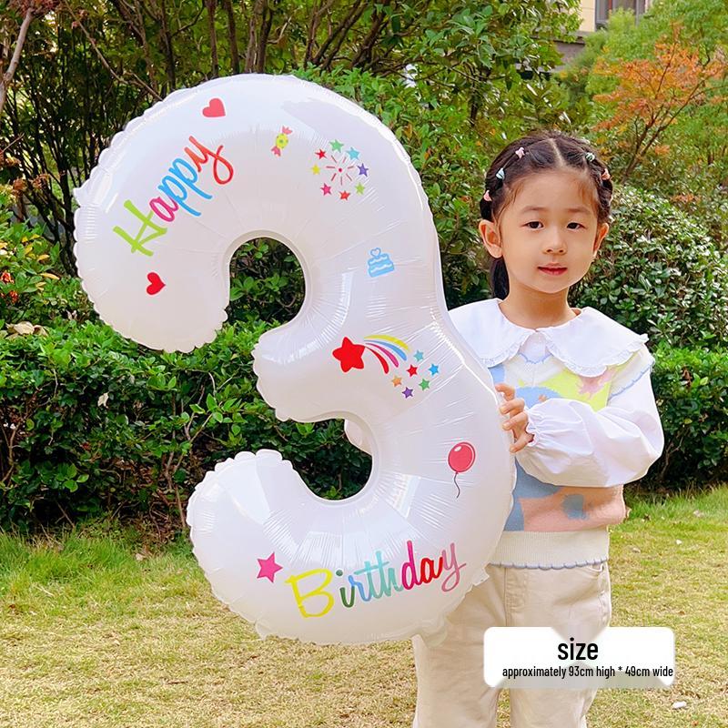 White Number Balloons for Kids' First Birthday Party Decorations