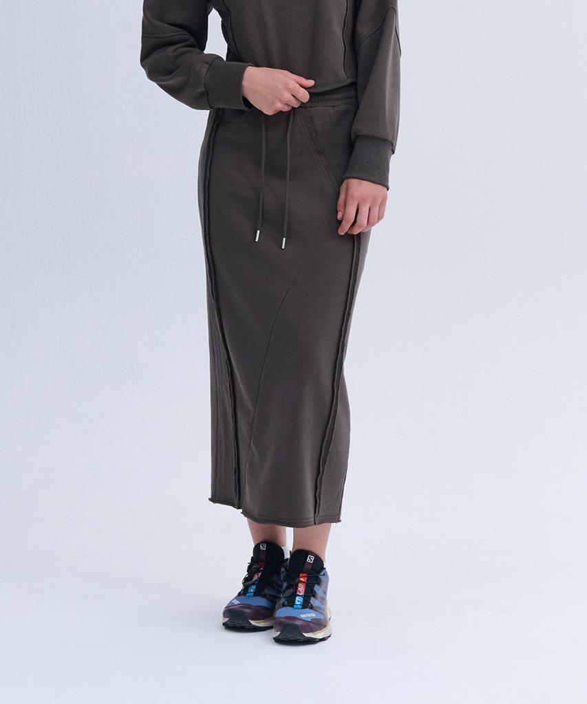 Nine Jet Cutoff Long Sweat Skirt (2 Colors)
