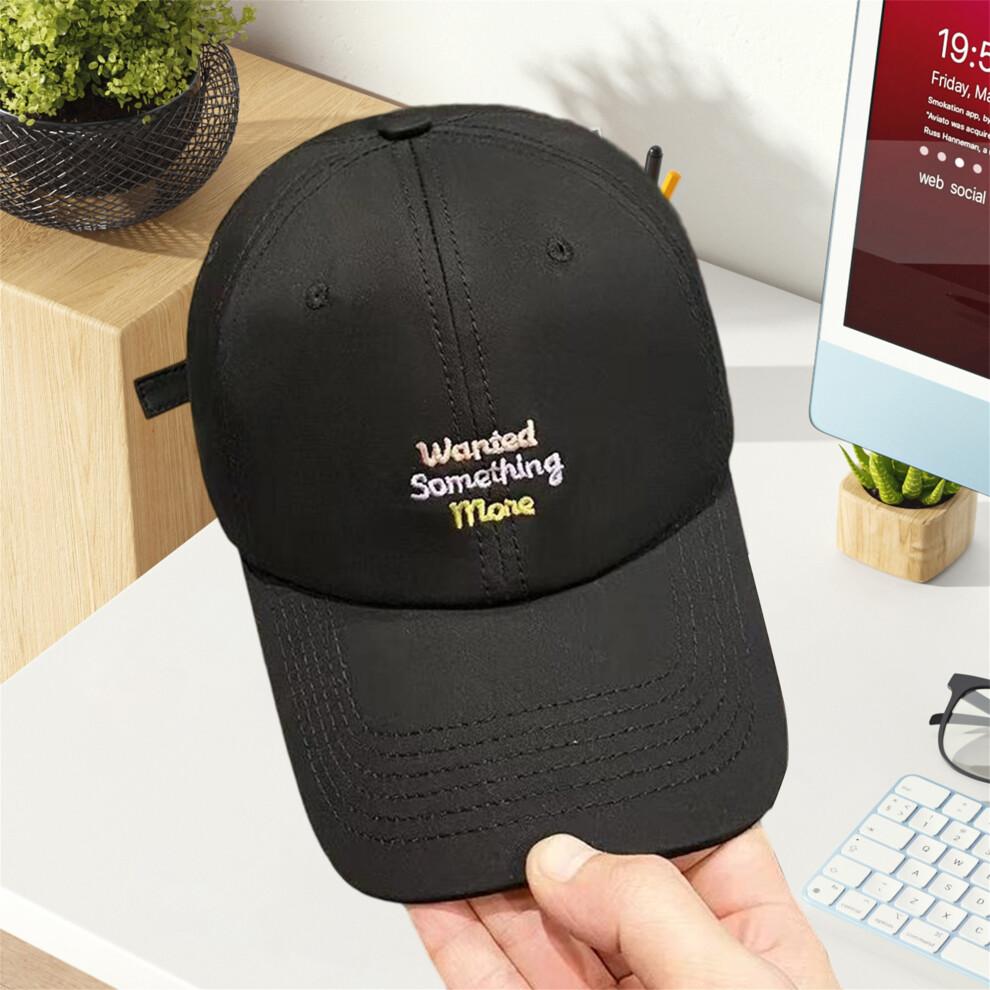 (One Size, Black) Women's Baseball Cap Stylish Letter Embroidered Adjustable Breathable Wide Brim Sun Hat