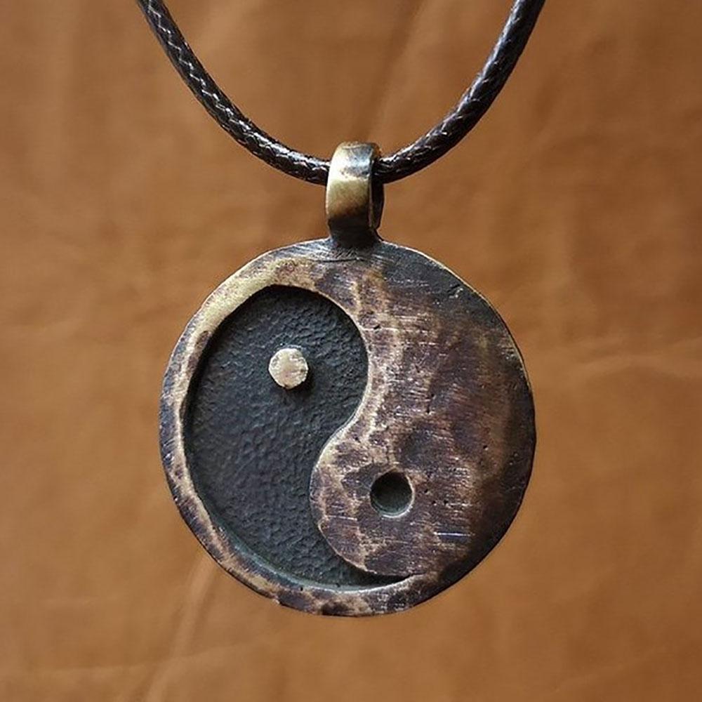Men's Vintage Tai Chi Yin Yang Symbol Necklace, Handmade Pendant Necklace, Jewelry, Birthday Gift.