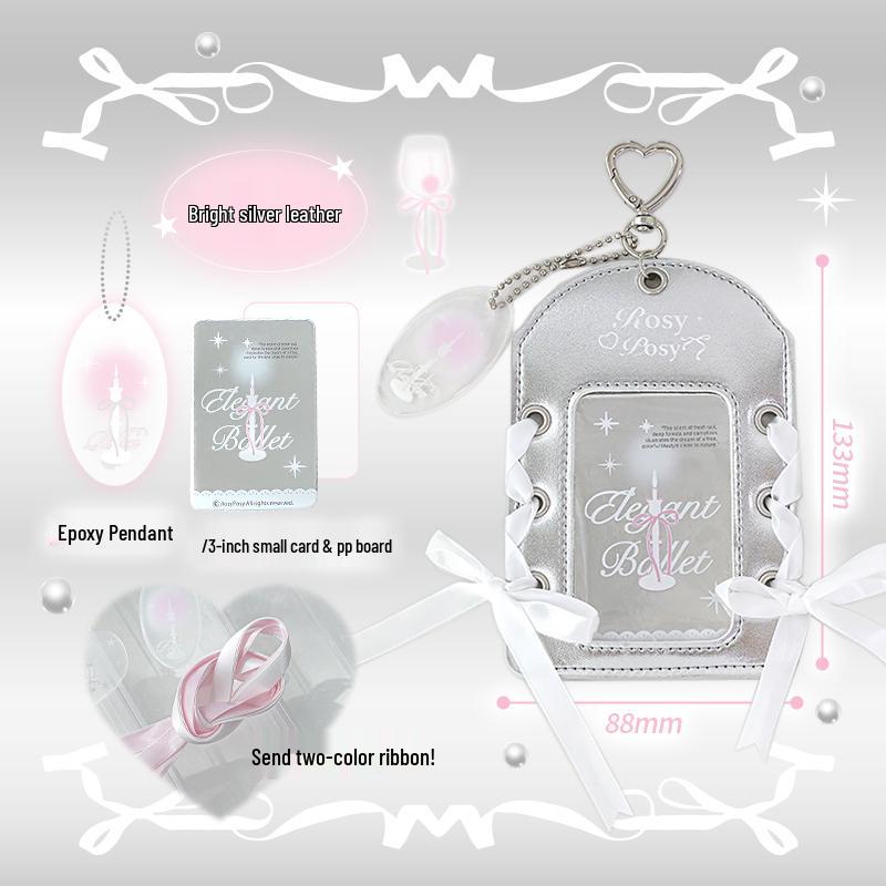 Leather Ballet Lace-Up ID Card Holder - Soft, Compact, Horizontal Design