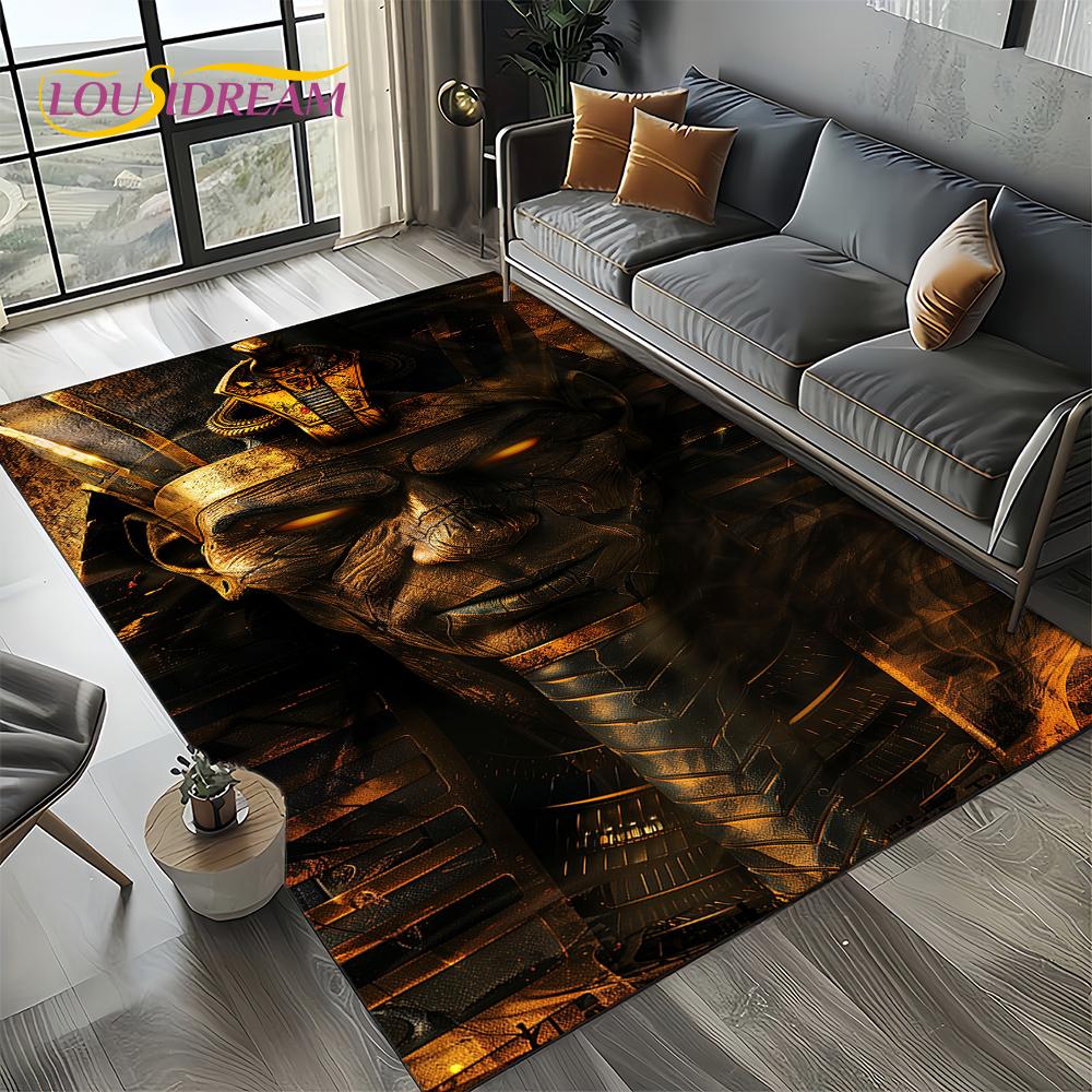 2025 Ancient Egypt Death Anubis Pharaoh Horus Mythology Carpet Rug for Living Room Bedroom Home Sofa,Area Rug Non-slip Floor Mat