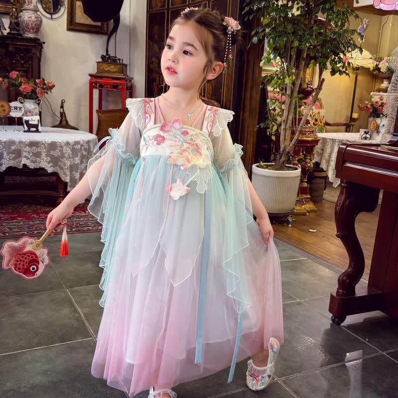 MIMIHELLO Girls Iridescent Hanfu Qixiong Ruqun Dress 130