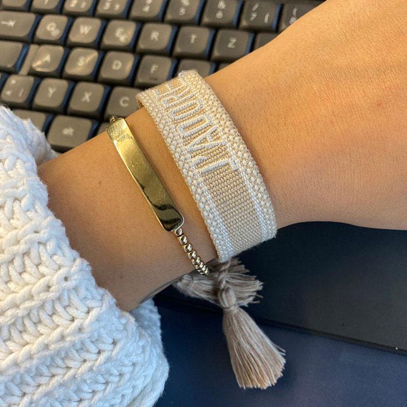 European Bohemian Style Fashion Personalized Embroidery Wrist Knitted Bracelet Retro Fashion Jewelry Gift
