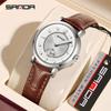 Sanda Women's Fashionable Leather & Silicone Strap Quartz Watch with Luminous Stopwatch