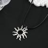 Hip Hop Burning Sun Pendant Leather Rope Necklace Vintage Whirlpool Goth Choker Necklaces For Men Boys