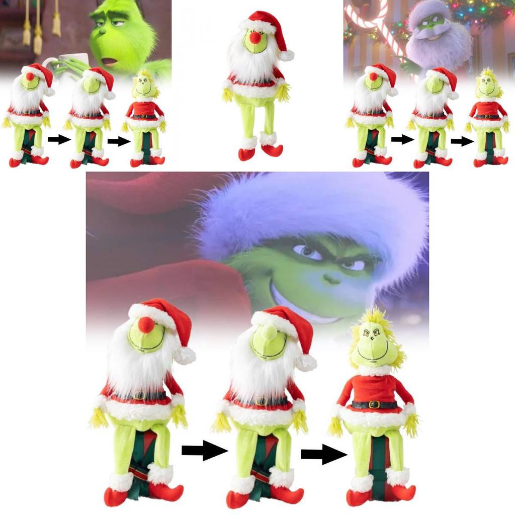 Adorable Diy Removable Sitting Green Haired No Face Doll Long Bearded Plush Toy