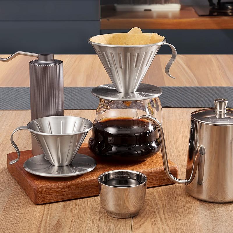 V60 Coffee Filter Stainless Steel 304 Coffee Set Equipment - Filter Cup Funnel Drip
