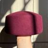 Fashion 100% Wool Top Hat Elegant Formal Fedoras Hats Retro Hard Top Flat Millinery Berets Winter