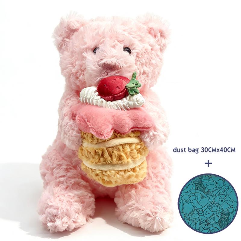 Pink Barcelona Cake Bear Plush Toy Ornament Peach Birthday Cake Plush Pink Bear Comfort Plush Birthday Gift