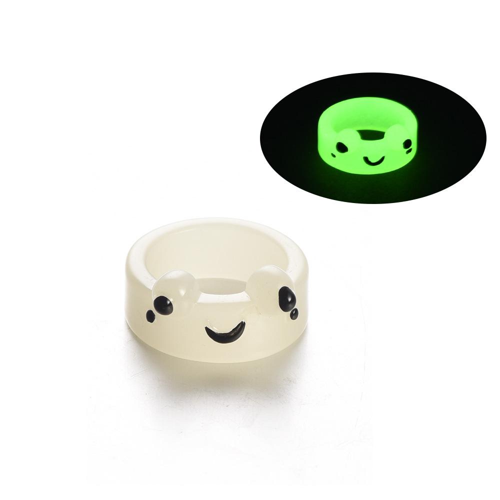 Glow Frog Resin Ring Colorful Acrylic Frog Rings Personality Animal Cartoon Cute Finger Ring Animal Jewelry Girlfriends Gifts