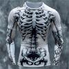 2026 New Autumn/Winter Men's 3D Full Body Skeleton Printed Long Sleeve Gothic Skeleton Pattern Round Neck Halloween Horror Punk