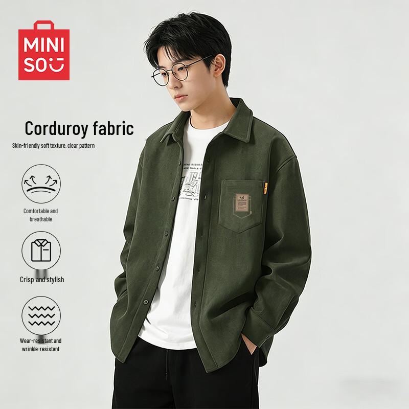 MINISO Men s Corduroy Long Sleeve Shirt M